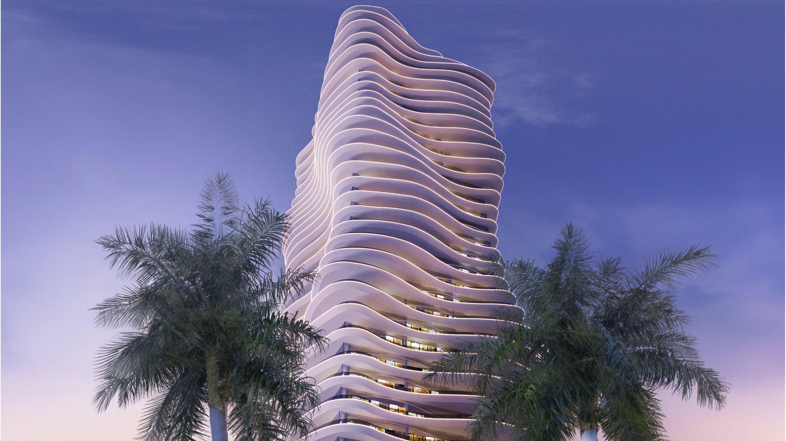 Contemporary exterior architecture of Elie Saab Residence showcasing elegant apartment buildings and premium lifestyle living.